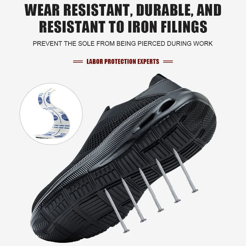 2026 zapatos de seguridad transpirables para el trabajo para hombre, botas ligeras con punta de acero antigolpes, antideslizantes, indestructibles, calzado, zapatillas de deporte
