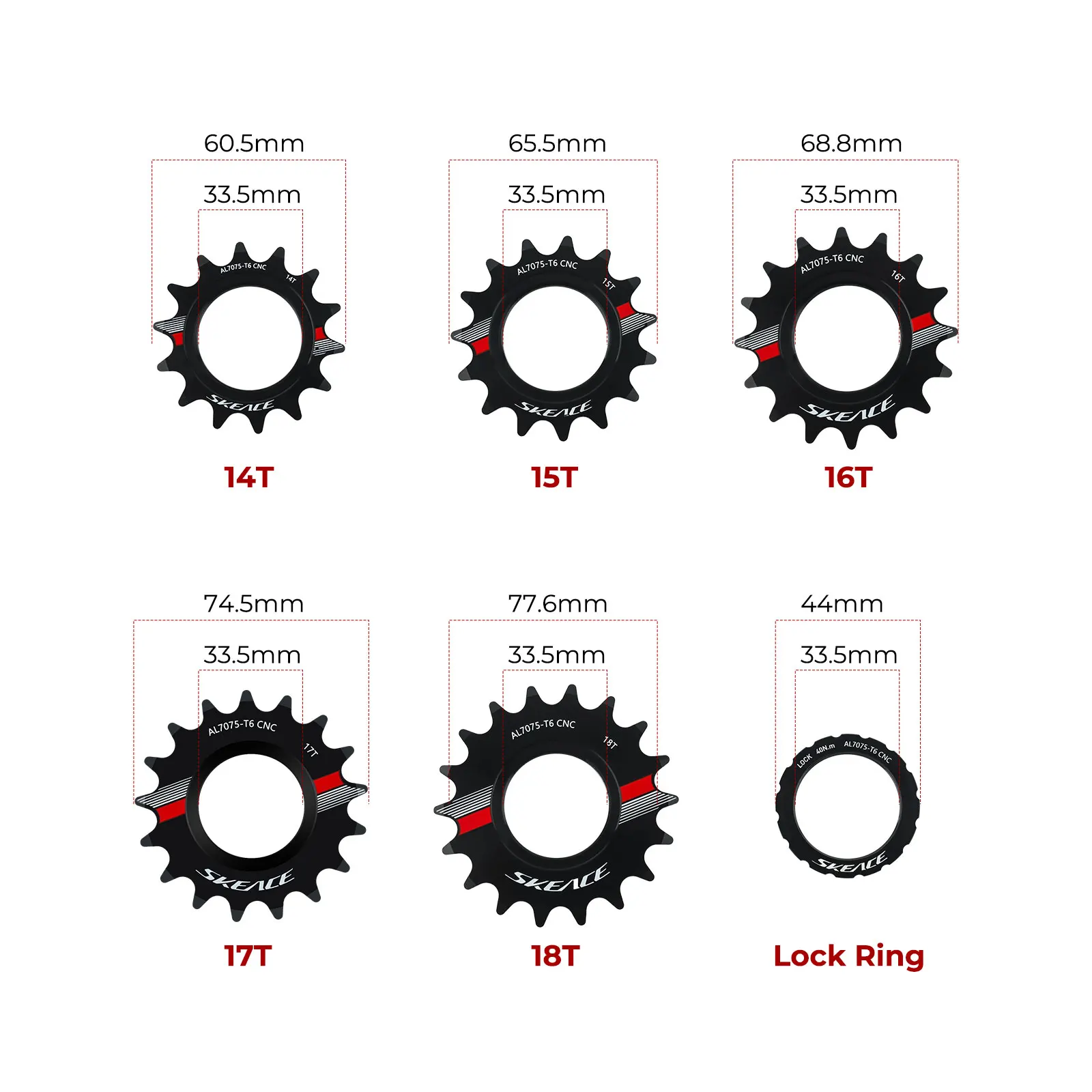 SKEACE bicicleta de piñón fijo 13T 14T 15T 16T 17T 18T ciclismo Cog Fixie Track BIKE volante de inercia de marcha única aleación de aluminio 7075