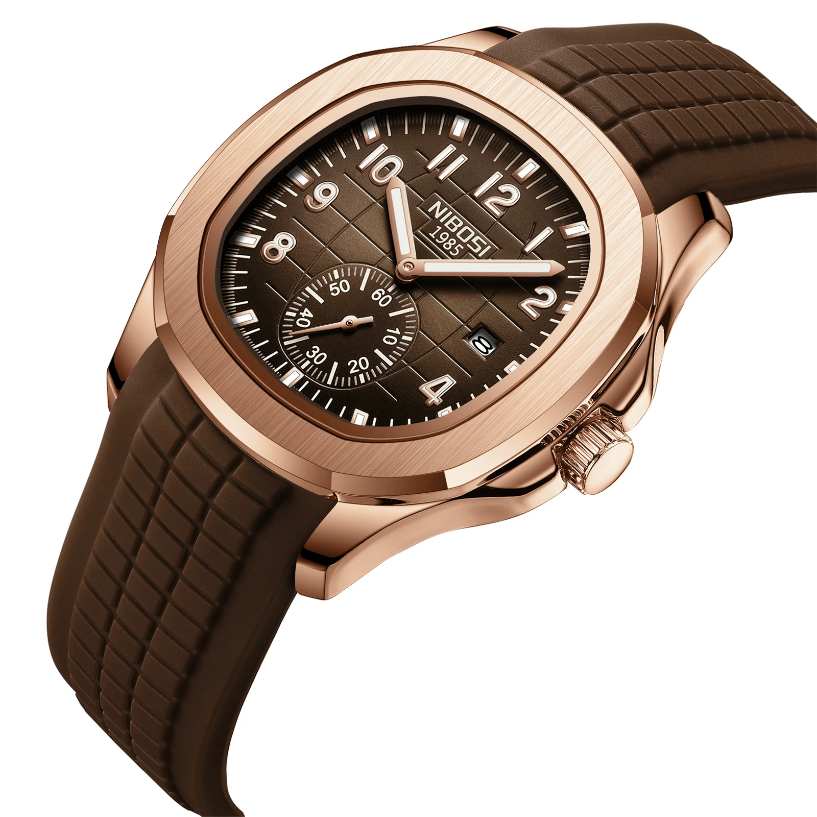 Relojes NIBOSI para hombre, reloj militar analógico con calendario, correa de silicona negra, relojes de pulsera impermeables para hombre, diseño minimalista