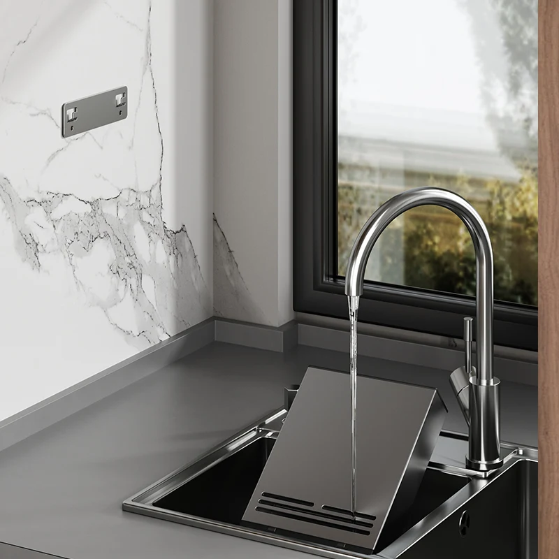 Tubo de palillos montado en la pared, estante de cocina para colgar en la pared, herramienta sin perforaciones, cortador de descanso, drenaje, caja de almacenamiento de jaula de palillos de acero inoxidable