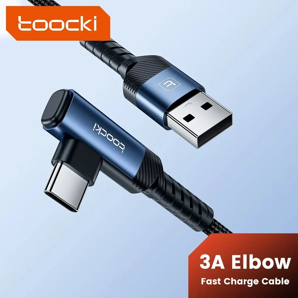 Toocki Cable USB a tipo C Cable de teléfono con codo de 90 grados carga rápida para IPone 13 Samsung S22 Huawei Xiaomi Honor Cable de carga