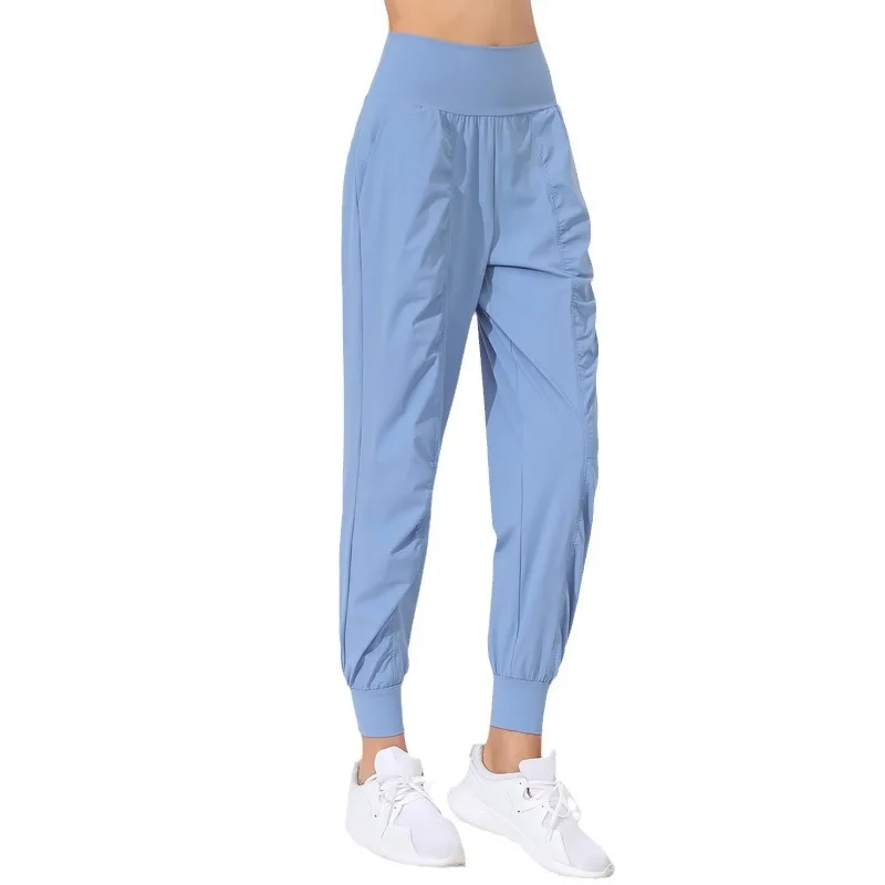 Pantalones de Yoga para Mujer, Holgados, Ajustados, de Secado Rápido, con Dobladillo Plisado, Capris para Correr y Fitness, con Bolsillos, Pantalones Deportivos