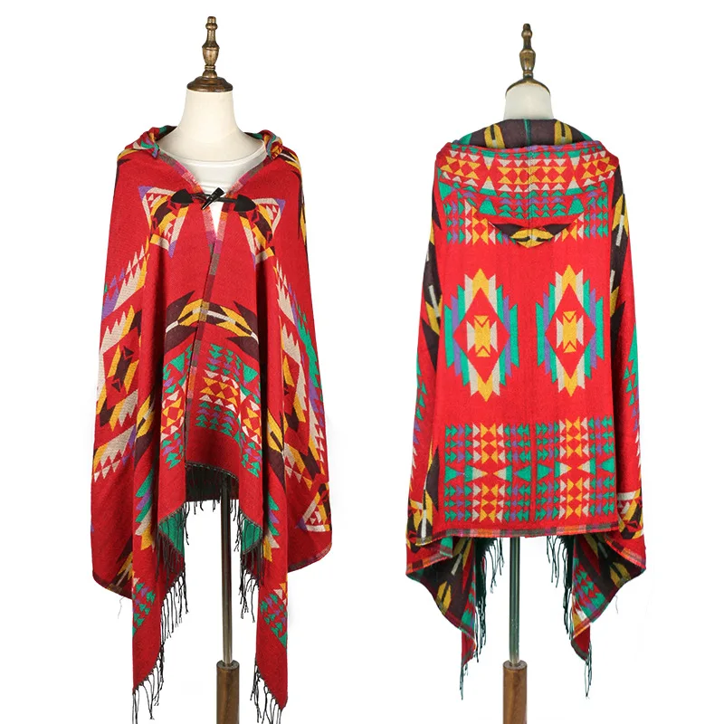 Chal étnico multifunción bohemio, bufanda Tribal con flecos, sudaderas con capucha, cárdigans a rayas, mantas, capa, chal, borlas, Poncho, abrigo