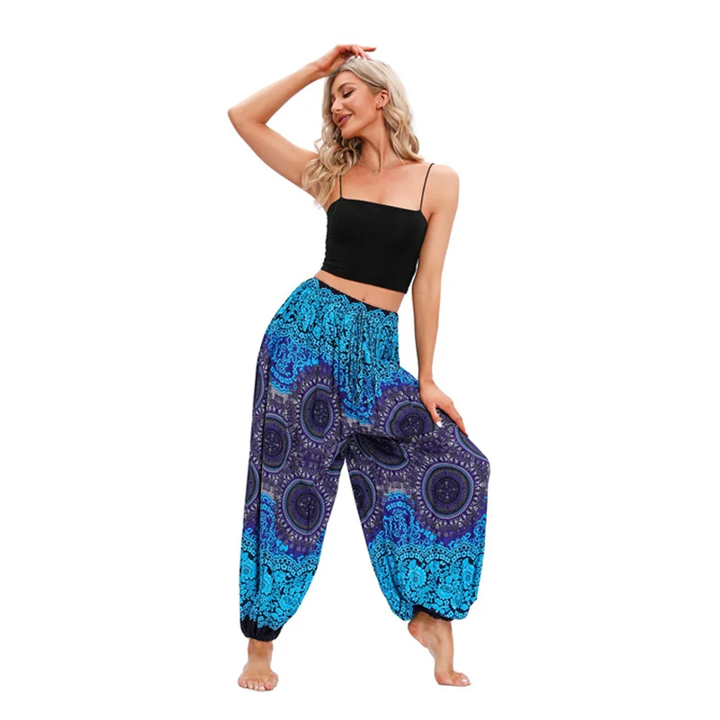 Pantalones De Yoga bohemios para Mujer, Hippie, Harem, estampado teñido, ropa De cintura alta, Pantalone De Mujer, Cintura Alta, Calca femenina, playa