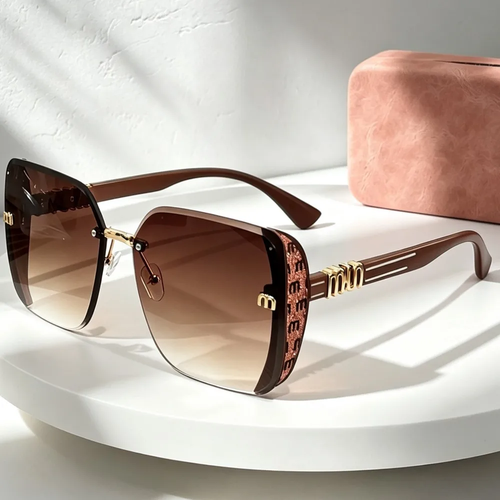 Gafas de Sol Cuadradas de Lujo Ligero con Letra M, de Moda, Talla Grande, para Mujer, para Viajes al Aire Libre, Gafas de Sol para Hombre, para Fiestas Urbanas, Lentes Modernas