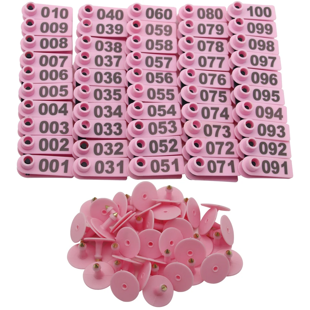 No. 1-500 Etiquetas de Oreja para Ovejas, Etiquetas de Identificación para Ganado, con Número Grabado con Láser, Aretes, Tarjeta de Identificación para Animales de Granja, 100 Unidades