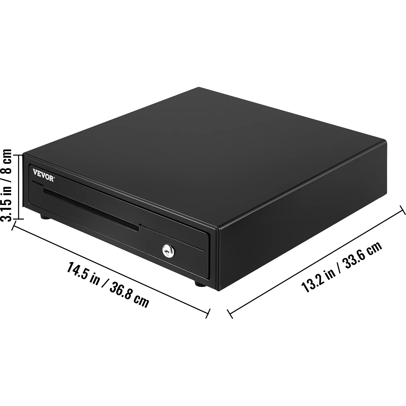 SucceBuy Cajón de caja registradora de 16" y 12 V para bandeja de sistema POS Compartimento para monedas extraíble y 2 llaves incluidas Cajón de cables RJ11/RJ12