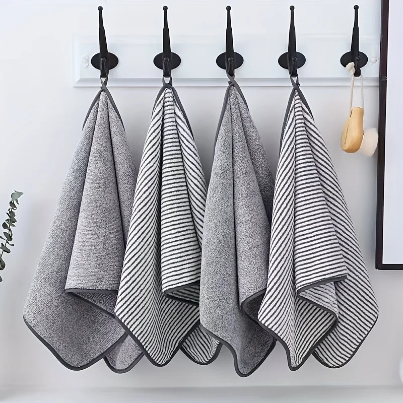 Toalla de mano de bambú a rayas, absorbente y de secado rápido, súper suave, agradable para la piel, para el baño del hogar, 35x75cm, 1 Uds.