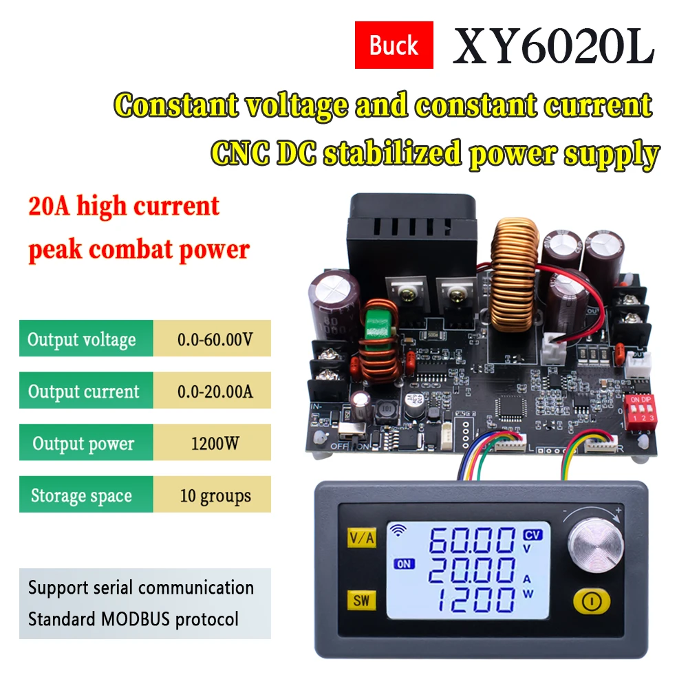 XY6020L 1200W CNC regulador de voltaje fuente de alimentación DC ajustable estabilizado 20A voltaje constante módulo reductor de corriente constante