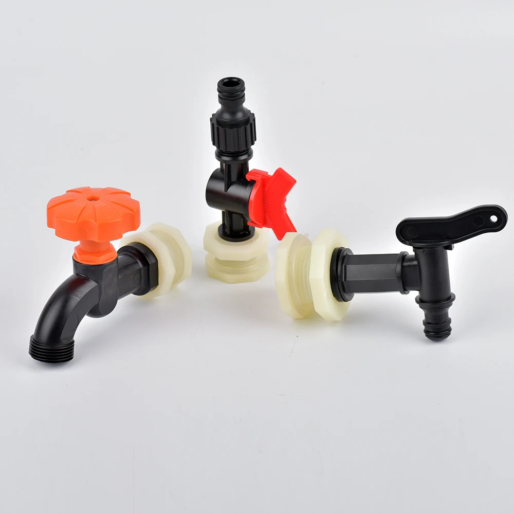 Válvula de conector de tanque de agua de plástico ABS, 1/2 ", 3/4" pulgadas, grifo de acuario, mamparo de tanque, accesorio de drenaje de repuesto