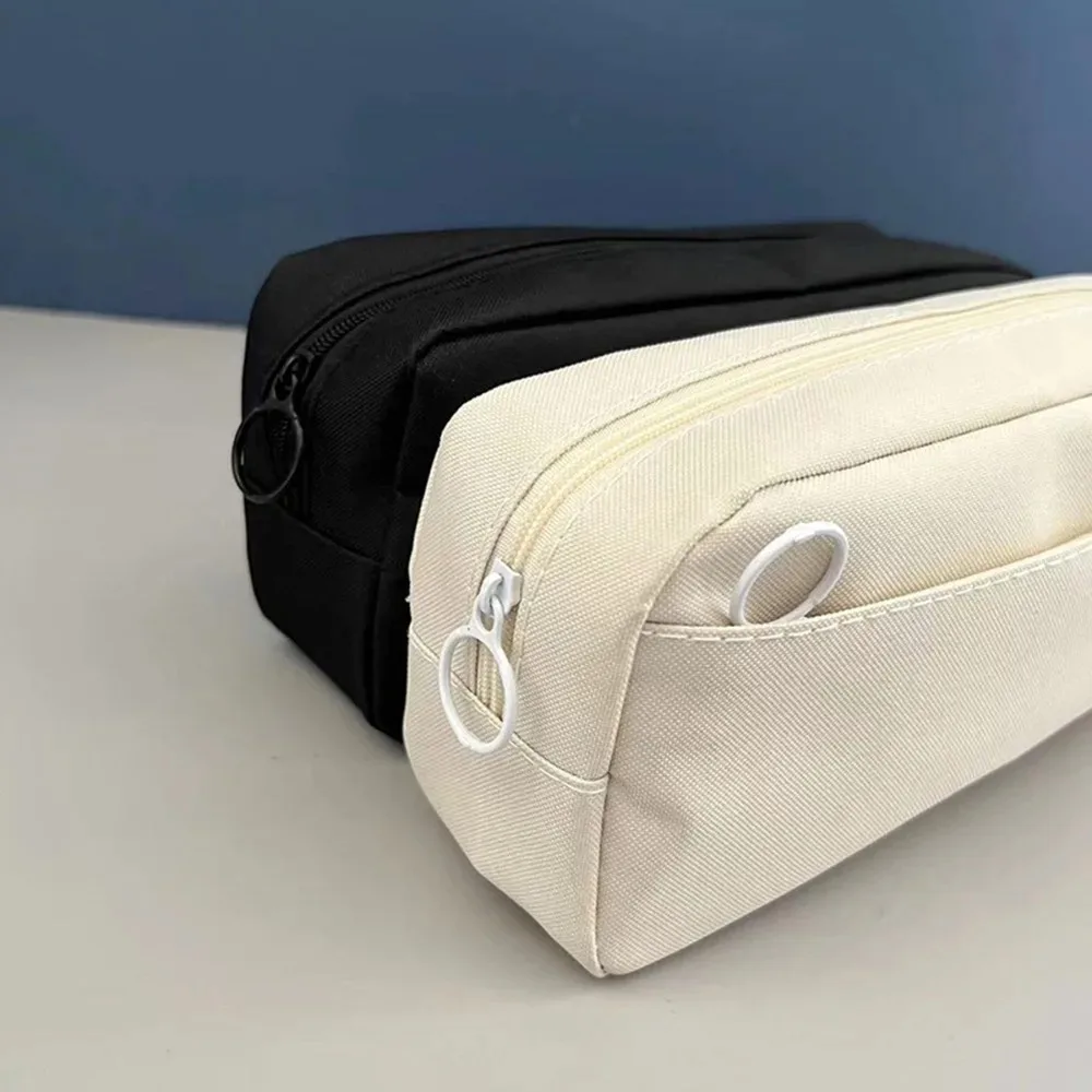 Estuche para lápices de doble capa, estuche para lápices Oxford de gran capacidad con cremallera, bolsa organizadora de papelería para escuela y oficina, regreso a la escuela