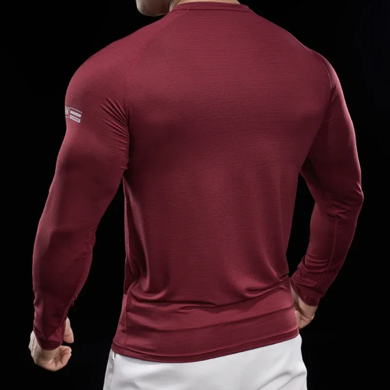 Camiseta para correr para hombre, chándal para trotar, camiseta atlética de compresión, camisetas deportivas de manga larga, camiseta de ajuste muscular para gimnasio y Fitnes