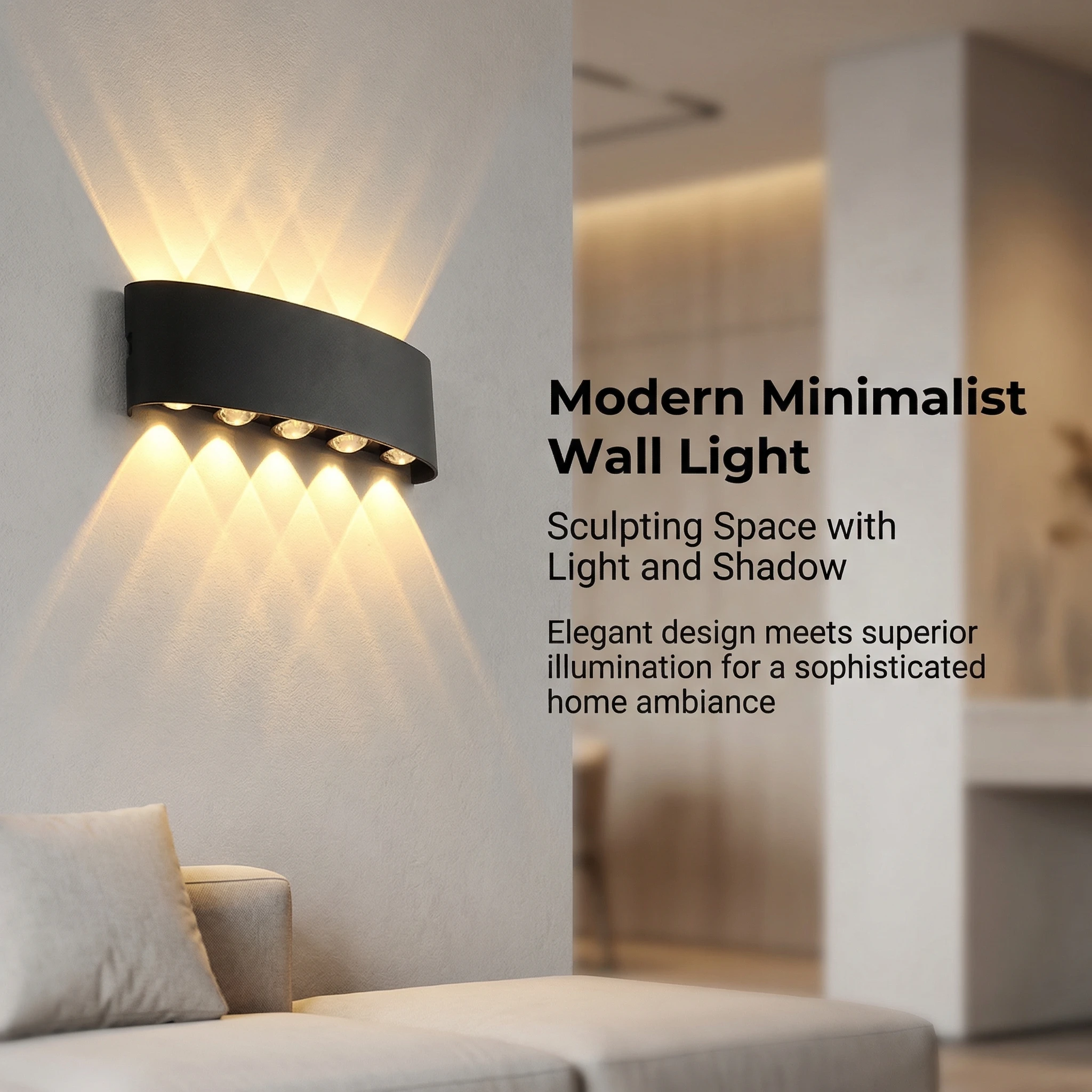 Apliques de Pared LED de 2W/4W/6W/8W/10W, Lámpara de Pared Moderna de Aluminio, Iluminación de Pared Negra con Luz Ascendente y Descendente para Sala de Estar