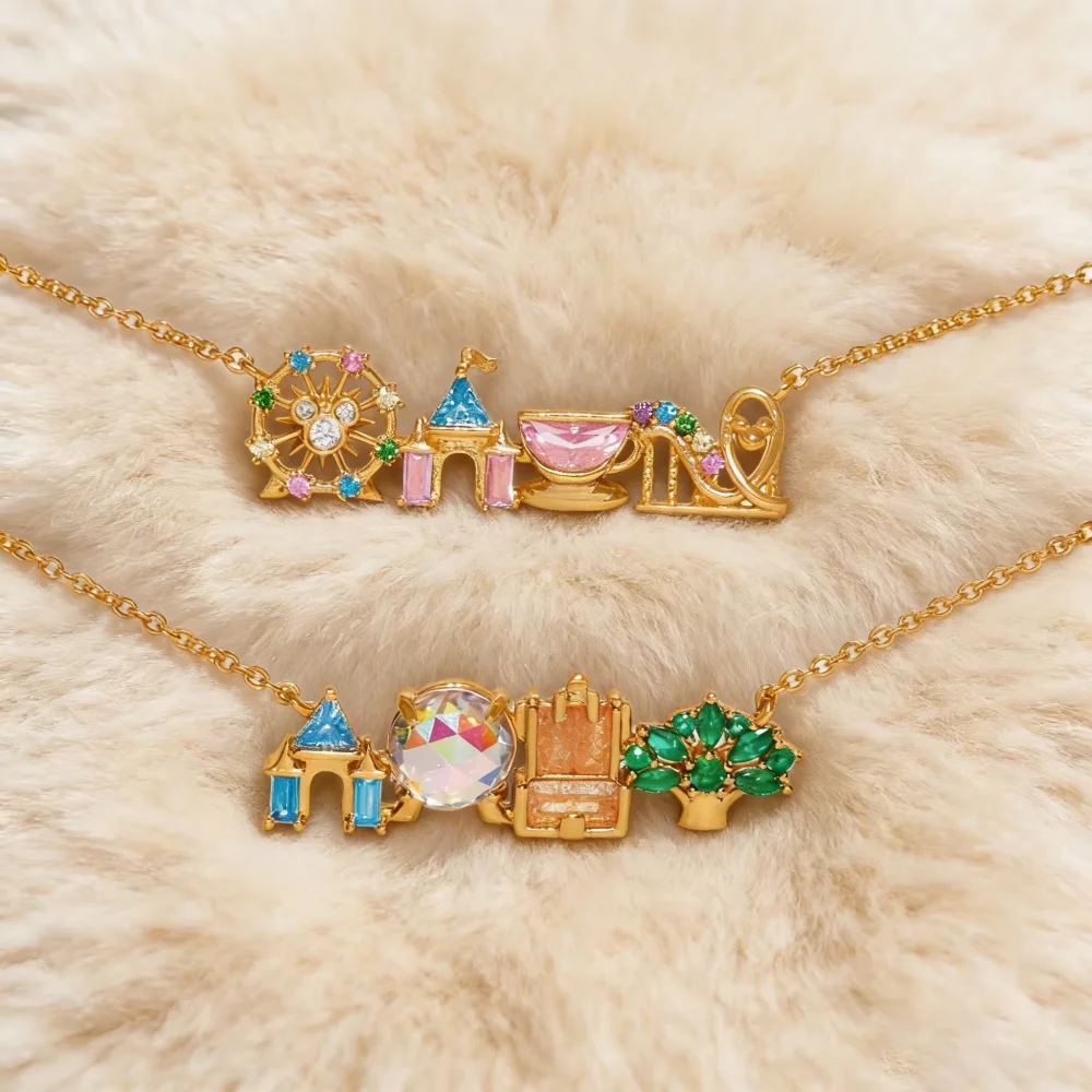 Exquisito Collar con Colgante de Parque de Atracciones con Incrustaciones de Circones de Colores, Diseño Lindo y Dulce, Accesorio de Joyería de Moda Versátil