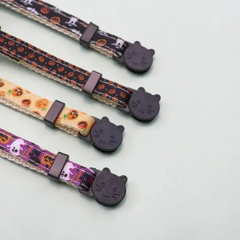 Collar para cachorro y gatito, correa con hebilla de seguridad ajustable, pajarita para Chihuahua, suministros para mascotas, Collar para gato feliz Halloween con lazo de campana