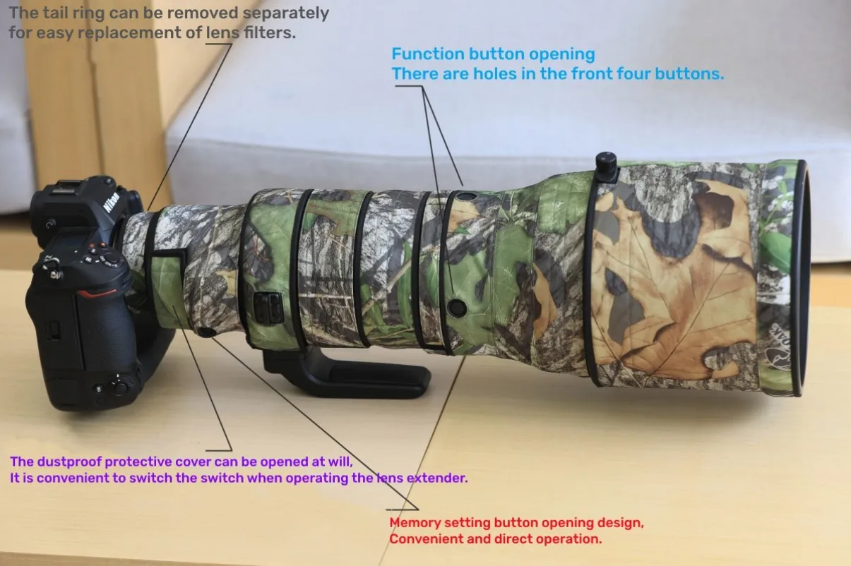 ROLANPRO-abrigo de camuflaje con lente impermeable para Nikon Z 400mm F2.8 TC VR S, funda protectora para lluvia, NIKKOR Z400 400 2,8 F/2,8