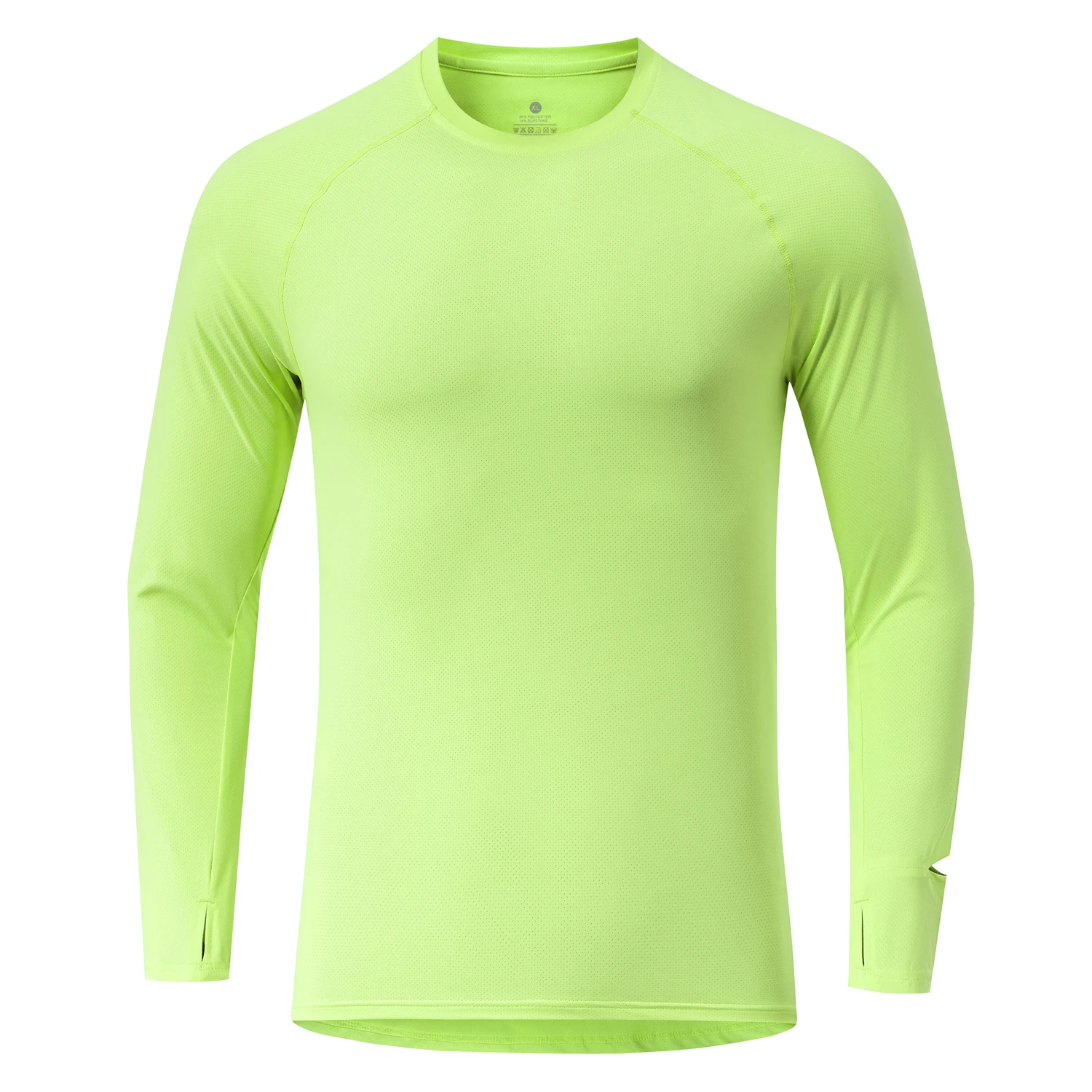 Camiseta para correr de otoño para hombre, camisetas de entrenamiento Anti-UV de manga larga, camisa de entrenamiento con agujero para el pulgar, puño antiestático de secado rápido