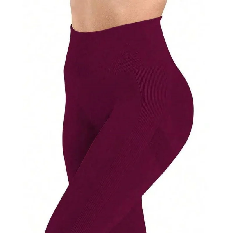 Pantalones de Yoga Ajustados para Mujer, Sin Costuras, Color Sólido, Multicolor Opcional, Cintura Alta, Pantalones Capri para Ejercicio y Running