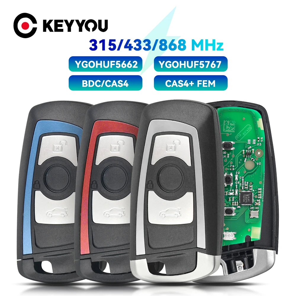 KEYYOU-llavero remoto de 3/4 botones para BMW 5 7 F Series FEM/BDC,CAS4,CAS4 + 2012-2017 YGOHUF5662/YGOHUF5767 315/433/868Mhz nuevo