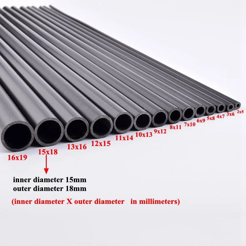 2 uds I.D 2mm-16mm tubo de agua de PVC negro longitud 50cm tubo duro hueco accesorios de riego de jardín accesorios de tubo de acuario DIY