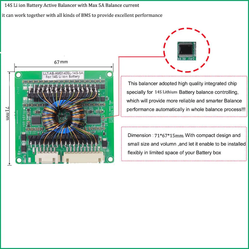 Balanceador Activo para Baterías de Iones de Litio o LiFePo4 13S 14S 15S 16S, 5A 48V 60V, Ecualizador Activo para Baterías LiFePo4, Balance de Inductancia