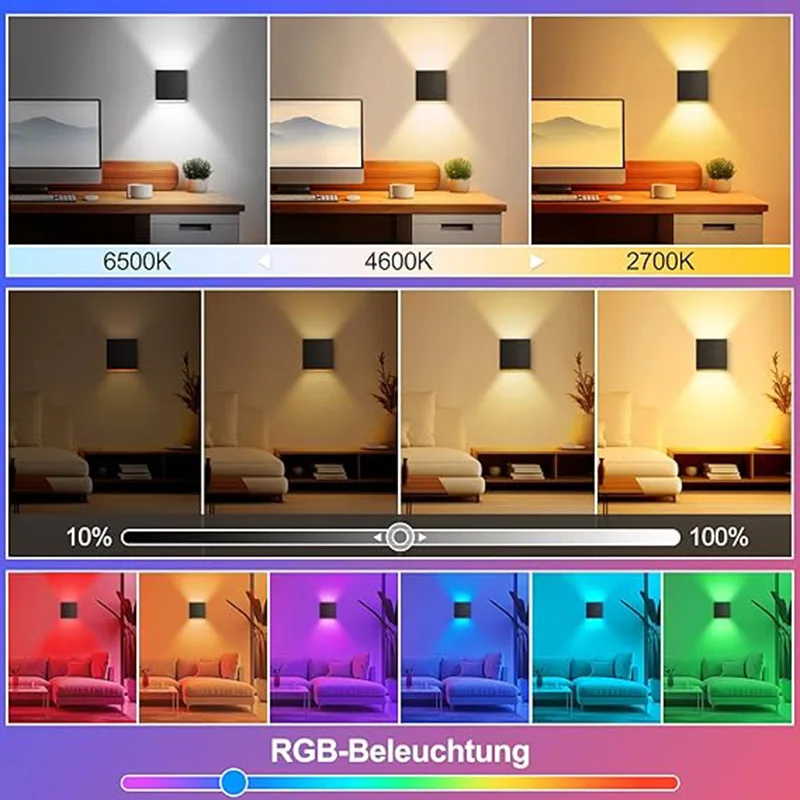 Lámpara de pared LED para exteriores Tuya, Control por aplicación Smart Life, luces de pared RGBCCT de ángulo ajustable, funciona con Alexa y Google Home
