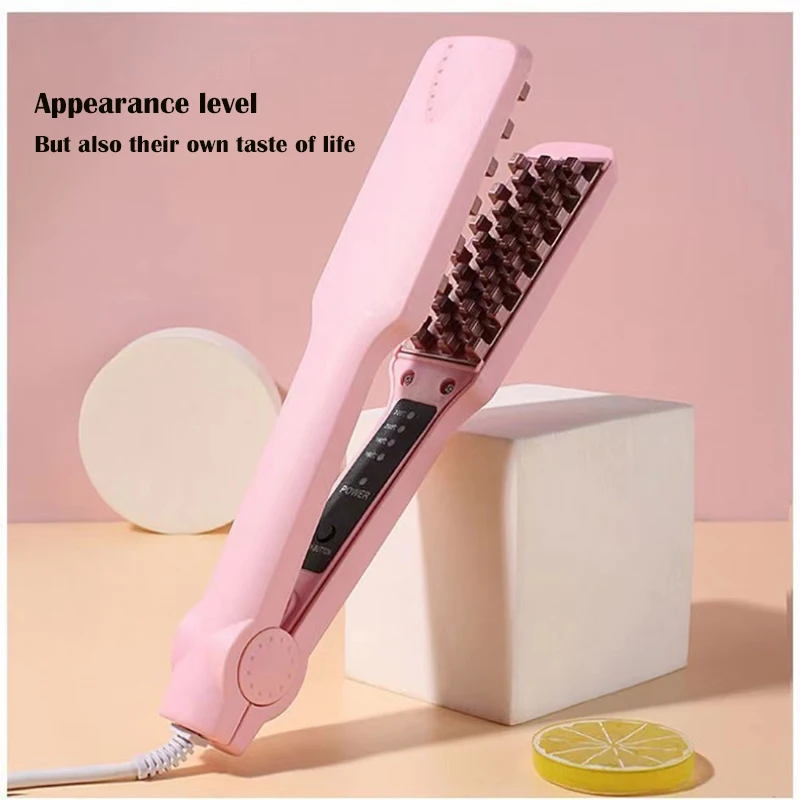 Voluminizador de pelo profesional de cerámica, rizador corrugado esponjoso, plancha plana, férula de maíz, 4 temperaturas, rejilla 3D