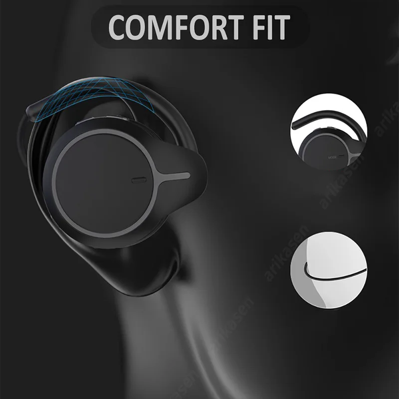 Reproductor de MP3 auriculares Bluetooth con ranura para tarjeta TF auriculares inalámbricos deportivos sonido HD auriculares Bluetooth en la oreja con micrófonos