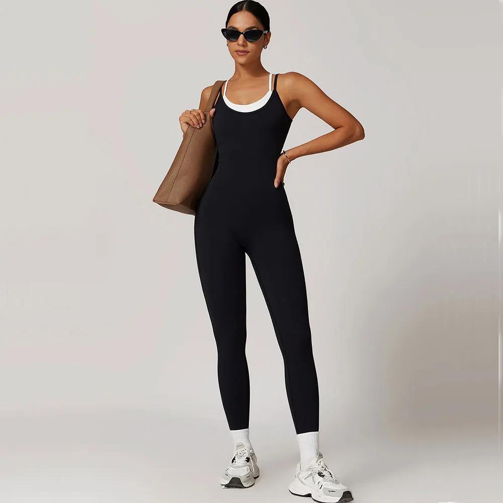 Mono bloqueado de Color, conjunto de gimnasio, traje de Yoga para mujer, ropa deportiva cruzada en la espalda, mono deportivo para mujer, peleles de Fitness, monos de entrenamiento