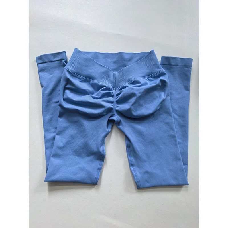Scrunch Booty V-cintura levantamiento de cadera Fitness gimnasio correr entrenamiento medias deportivas mallas deportivas mujer pantalones de Yoga sin costuras