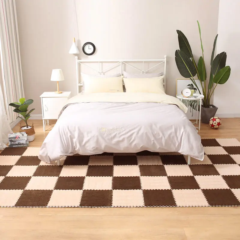 Alfombra de juego de felpa suave para niños, Alfombra de rompecabezas de espuma Eva para bebés, mantiene el calor, 30x30x1CM