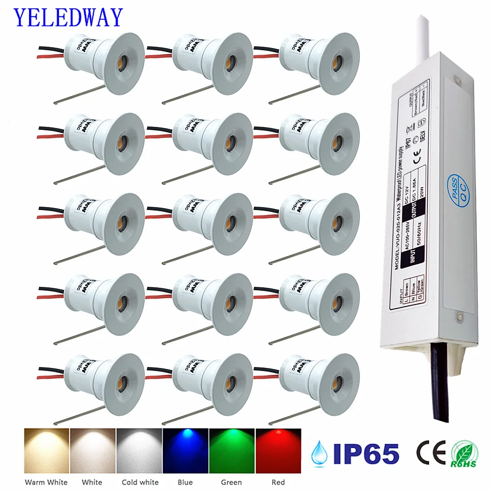 Mini luz empotrable LED de 12V y 1W, foco pequeño empotrable para techo, cocina, escalera, foco Led para interiores con transformador AC110-220V