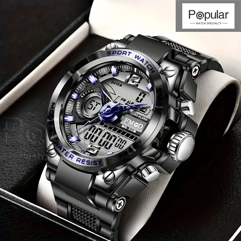 Reloj de pulsera Digital militar de acero para hombre, reloj de cuarzo LED, reloj deportivo, relojes grandes para hombre, relojes masculinos