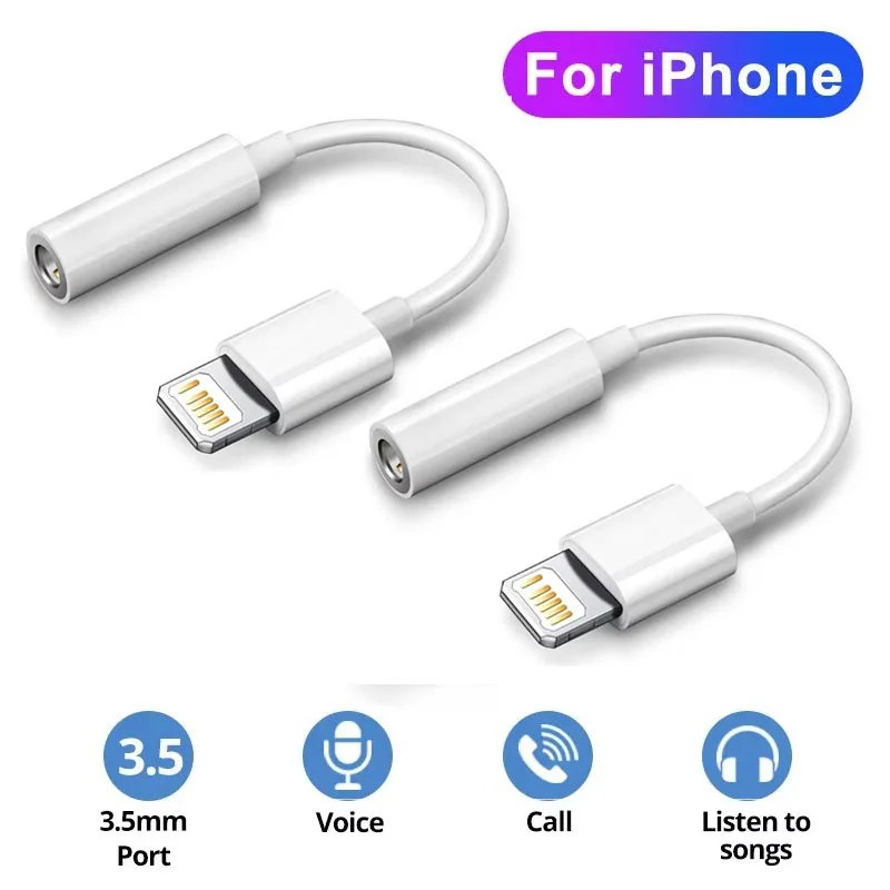 Adaptador de auriculares para iluminación, 1-8 unidades, para IPhone 11, 12, 13, 14 Pro Max, 12Mini, SE, XR, X, 8, 7 + IOS, Cable de Audio AUX con conector de 3,5 Mm