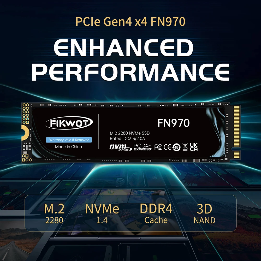 Unidad de estado sólido interna M.2 NVMe Fikwot FN970 M.2 2280 SSD 512GB 1TB 2TB 4TB 7400MB/s PCIe 4.0X4 para PS5, ordenador de sobremesa y portátil