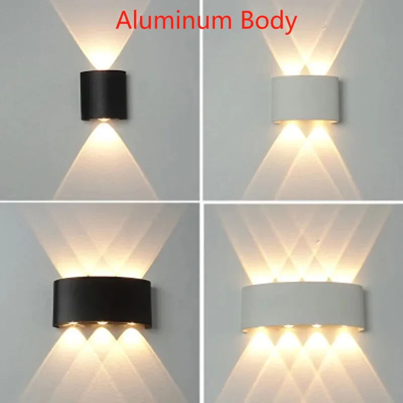 Lámpara LED de pared de aluminio para exteriores, iluminación impermeable IP65 para jardín, balcón, AC86-265, interior, dormitorio, sala de estar, escaleras