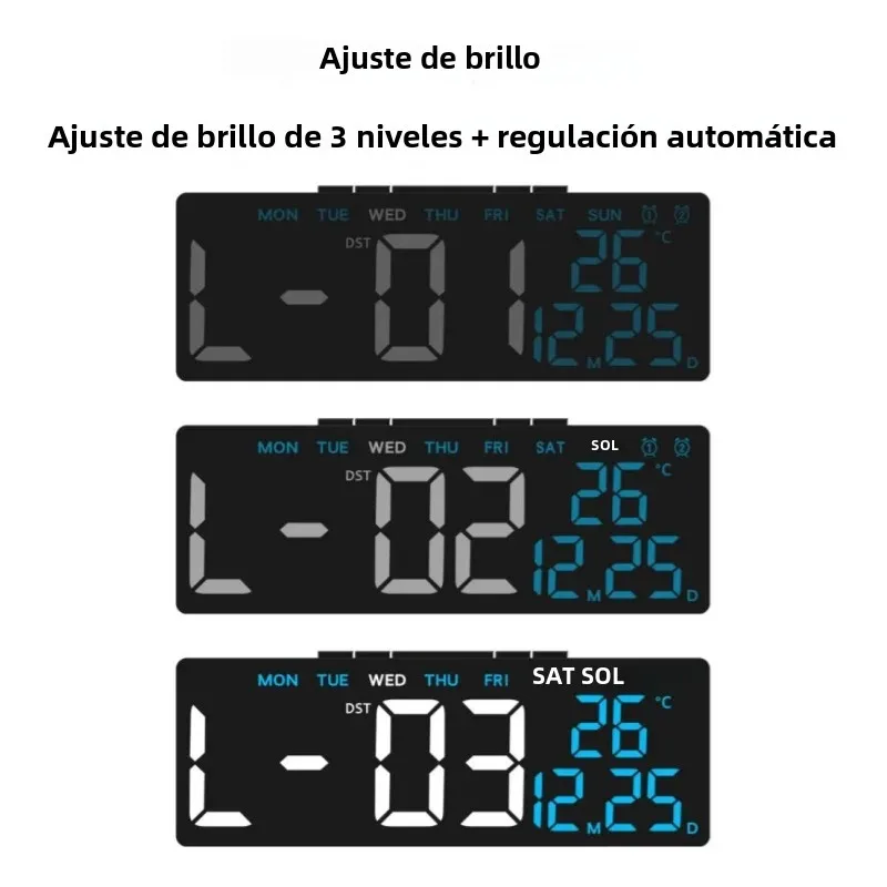 Reloj despertador Digital alimentado por USB, reloj de mesa con repetición de cuenta atrás y sincronización de alarma Dual, fecha y semana, regulable automático, reloj LED DST de 12/24H