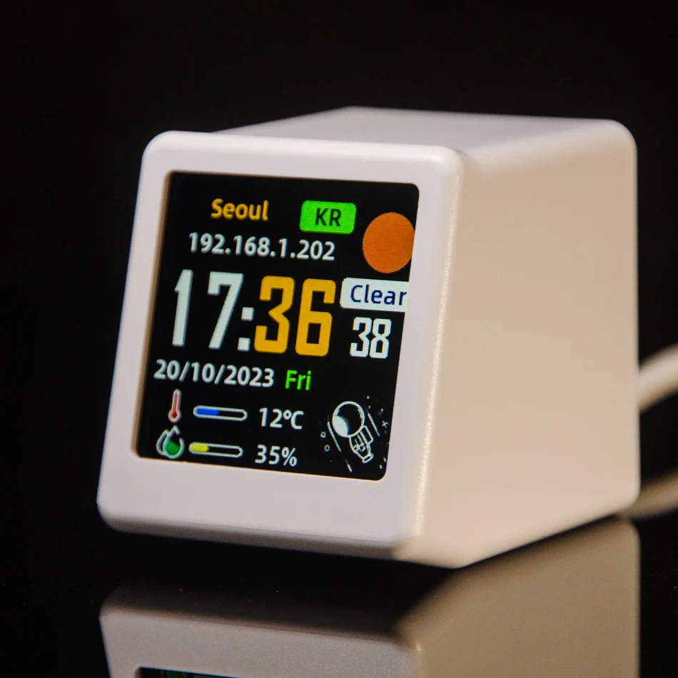 Reloj Inteligente GeekMagic Smalltv-Ultra para Escritorio o Mesita de Noche, con WiFi, Pronóstico del Tiempo, Álbum de Fotos y Animaciones GIF