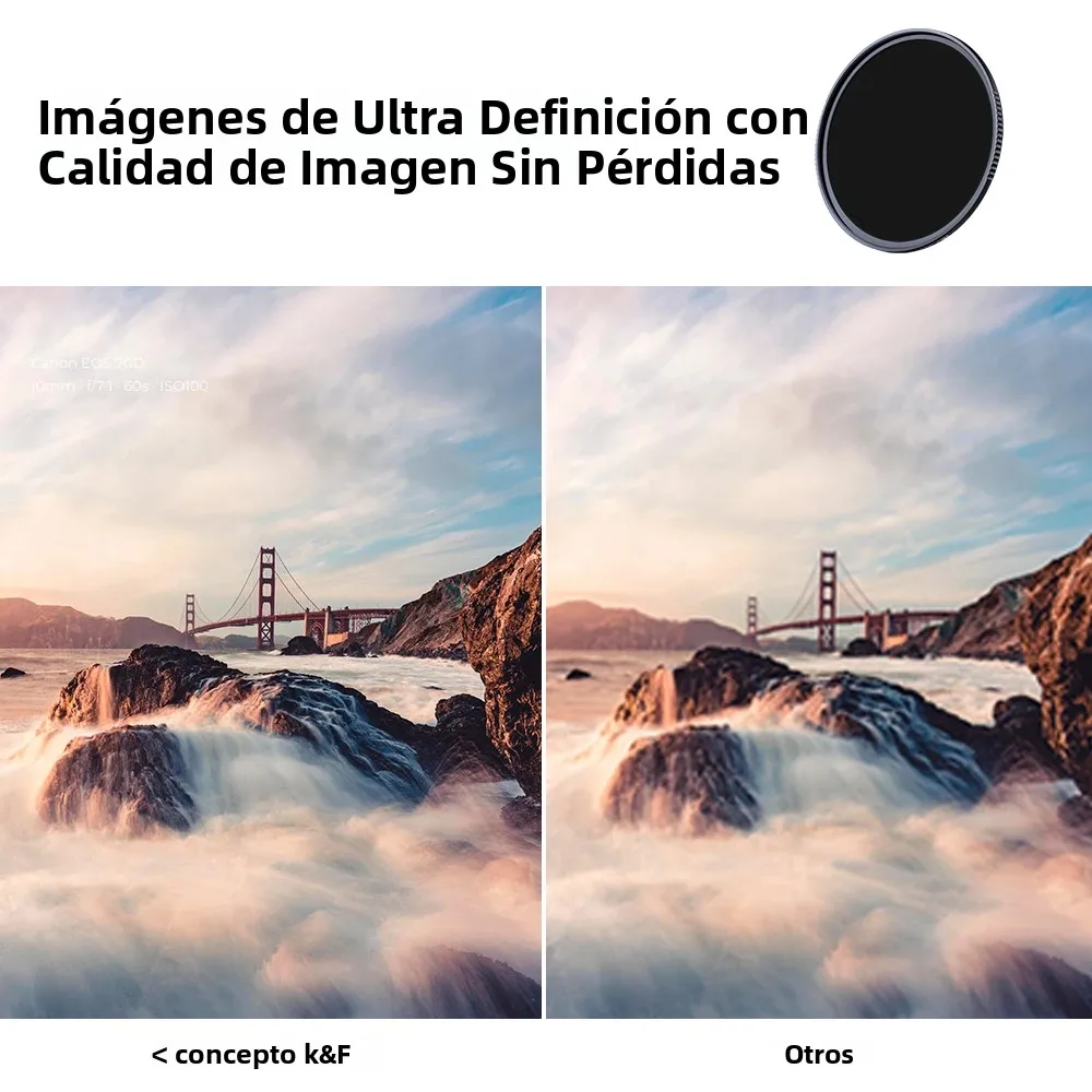 K&F CONCEPT Juego de 4 filtros ND4 ND8 ND64 ND1000 para lentes de cámara con bolsa para filtros 49mm 52mm 55mm 58mm 62mm 67mm 72mm 77mm 82mm