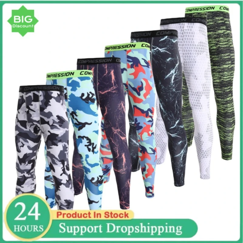 Mallas deportivas de camuflaje para hombre, mallas de compresión para entrenamiento para correr, pantalones de secado rápido, pantalones deportivos, mallas para correr y trotar