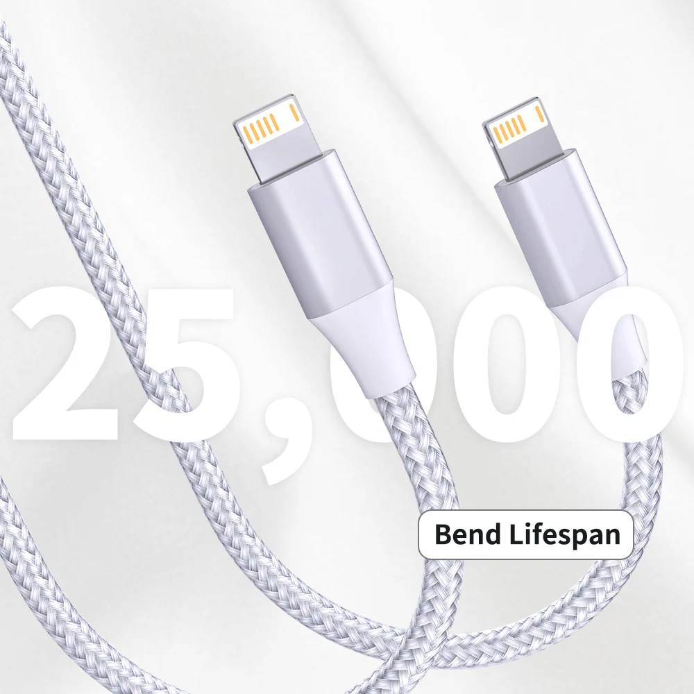 Paquete de 5 cables USB a Lightning para iPhone 14, 13, 12, 11 Pro Max, X, XS, XR, cable de carga rápida de 12W, cable de datos, cable USB C para iPhone
