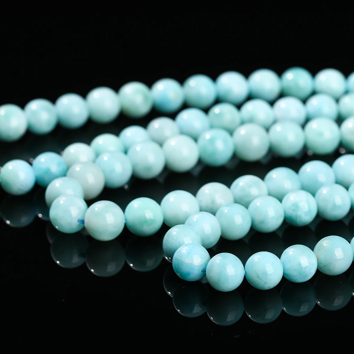 Cuentas de piedra Larimar de Dominica Natural 3A, espaciador suelto redondo liso, piedra preciosa del mar del océano para fabricación de joyería, accesorio de pulsera DIY
