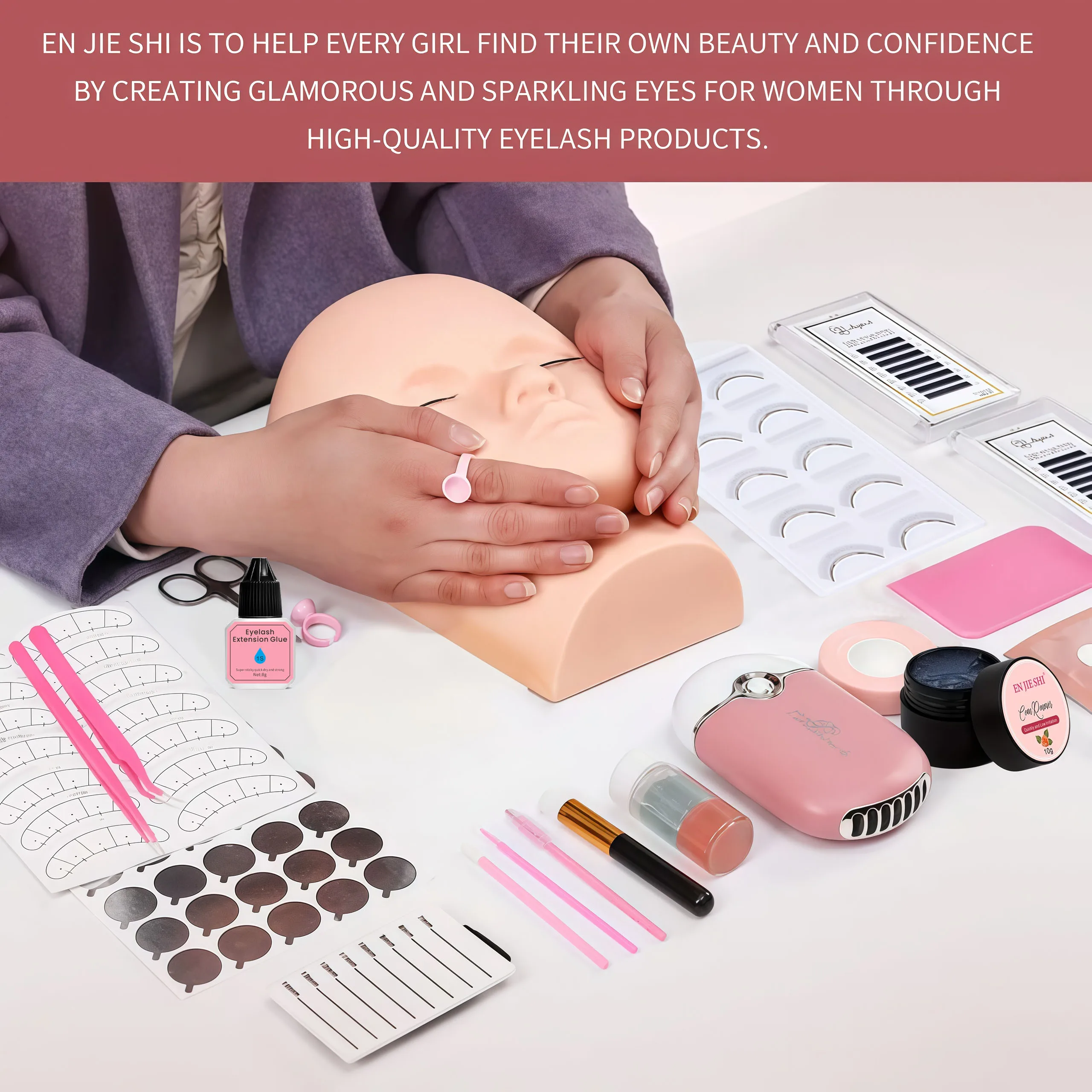 Kit Profesional de Práctica para Extensión de Pestañas Postizas, Injerto de Pestañas para Principiantes, Set de Herramientas de Maquillaje