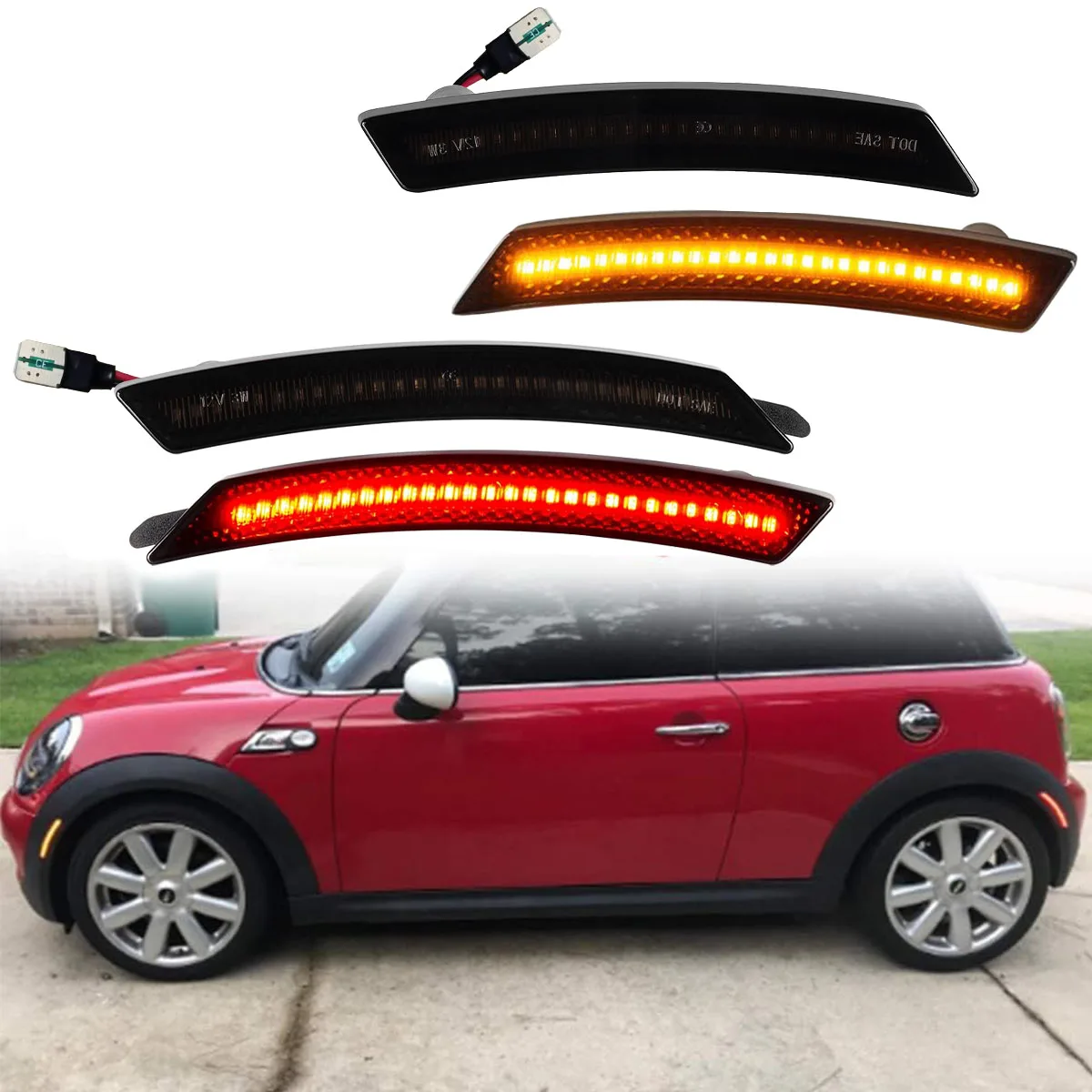 Luces LED de posición lateral, color rojo ámbar, para Mini Cooper R55 R56 R57 R58-R60, 2 unidades