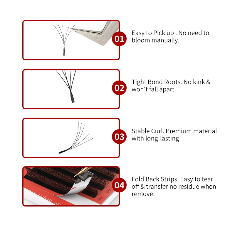 FADVAN 10 unidades de extensiones de pestañas en forma de W YY/3D/4D/5D de 0.07mm LU/L/C/D para profesionales, suaves, naturales, preformadas, pestañas en abanico 5D en racimo
