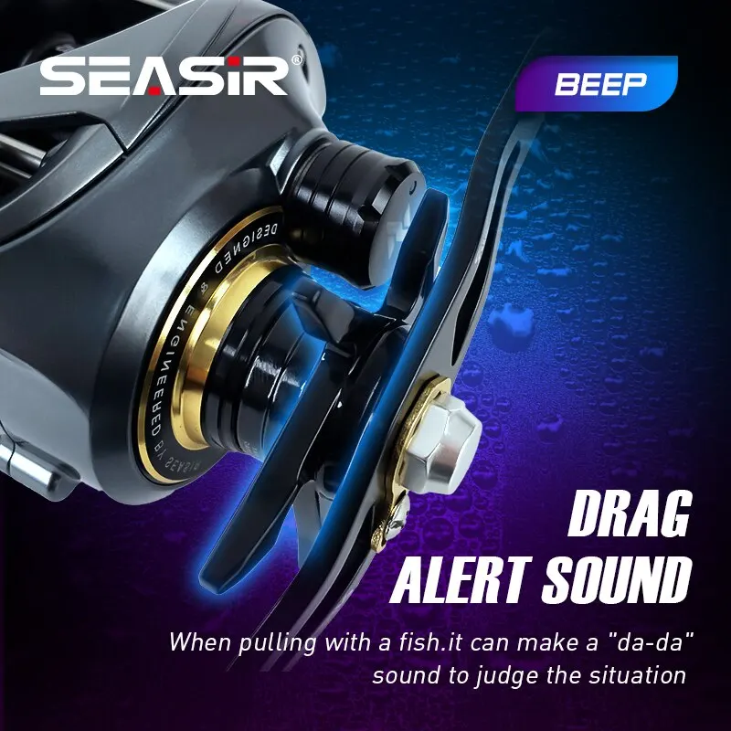 Carrete de pesca SEASIR Cast-X Baitcasting 7,3: 1 HS relación de engranaje doble carrete de aluminio agarre de carbono Metal BFS Micro bobina de pesca de agua de mar fresca