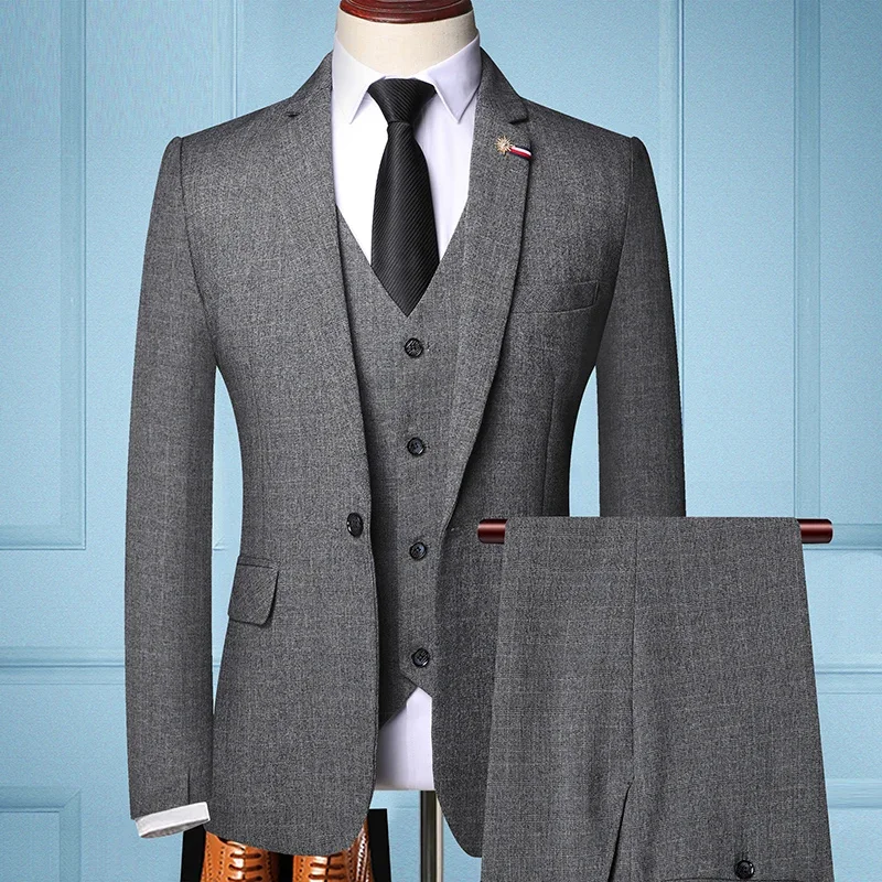 Traje De negocios Elegante para Hombre, Blazer, chaleco y pantalones, moda informal, Traje De boda, 6XL
