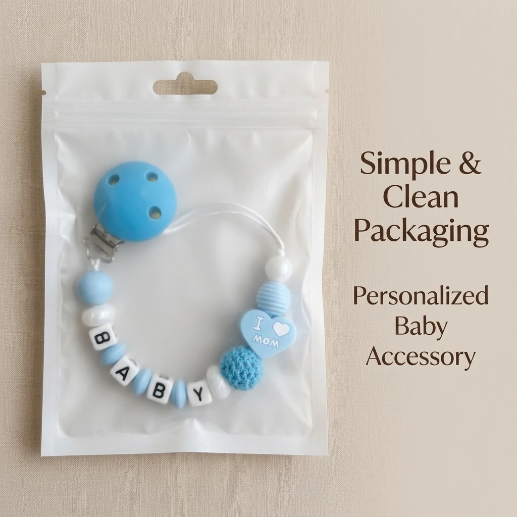 Soporte de silicona personalizado para mordedor de bebé, clip para chupete con nombre personalizado, cadena para chupete azul sin BPA, regalo para baby shower 'I Love Mom'