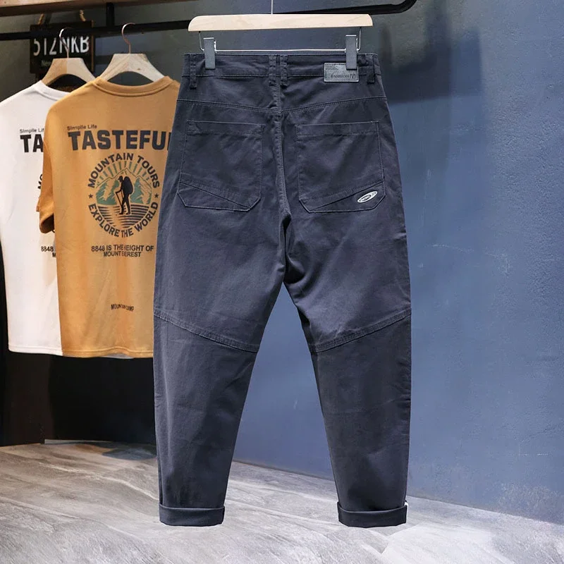 Pantalones holgados para hombre, Harem, holgados, elásticos, informales, de retales, a la moda, ropa para hombre, pantalones de gran tamaño cónicos para hombre Kpop