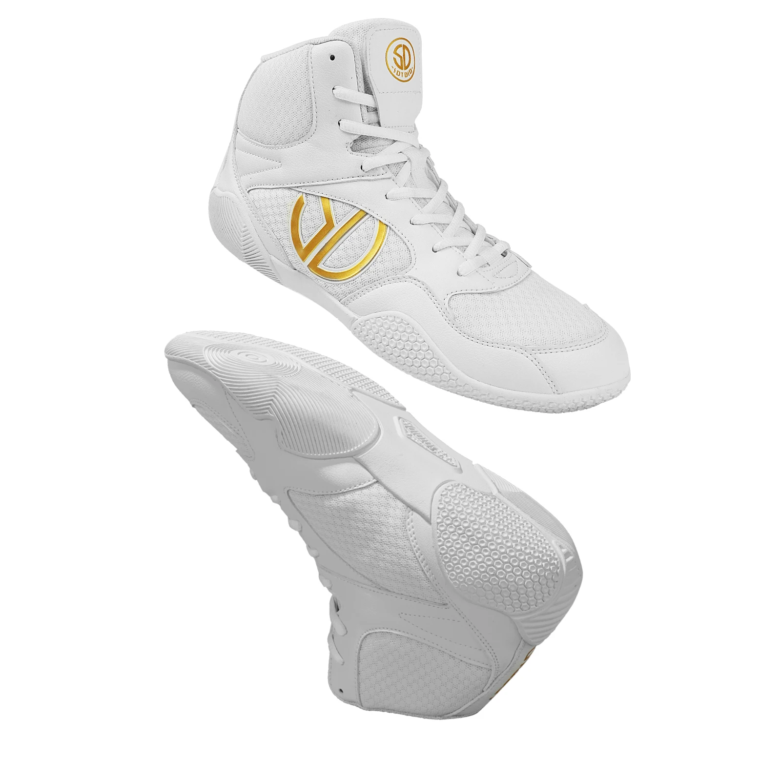 Botas de lucha profesional para hombre, zapatos de boxeo ligeros de malla transpirable, antideslizantes, resistentes al desgaste, de caña alta, talla grande